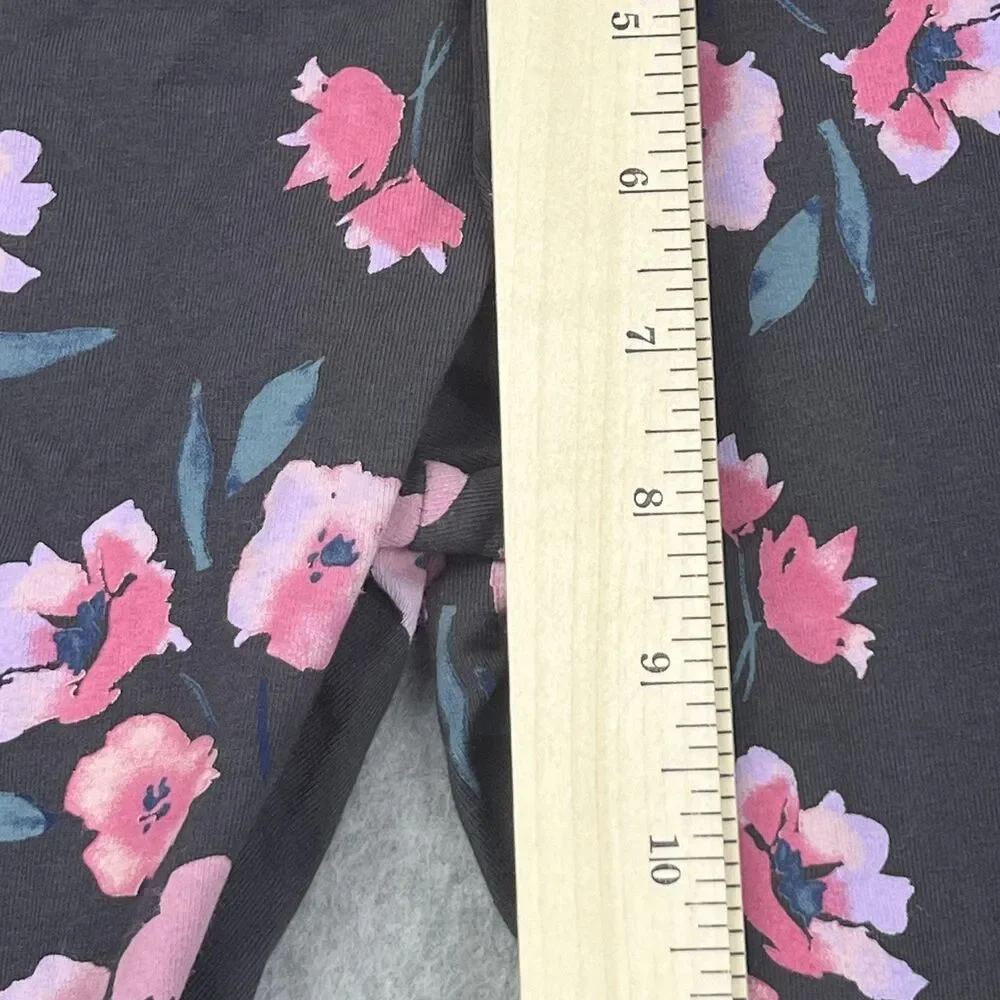 Carter's Leggings Girls 12 Gray Pink Floral Print Ankle Elastic Waist Jersey